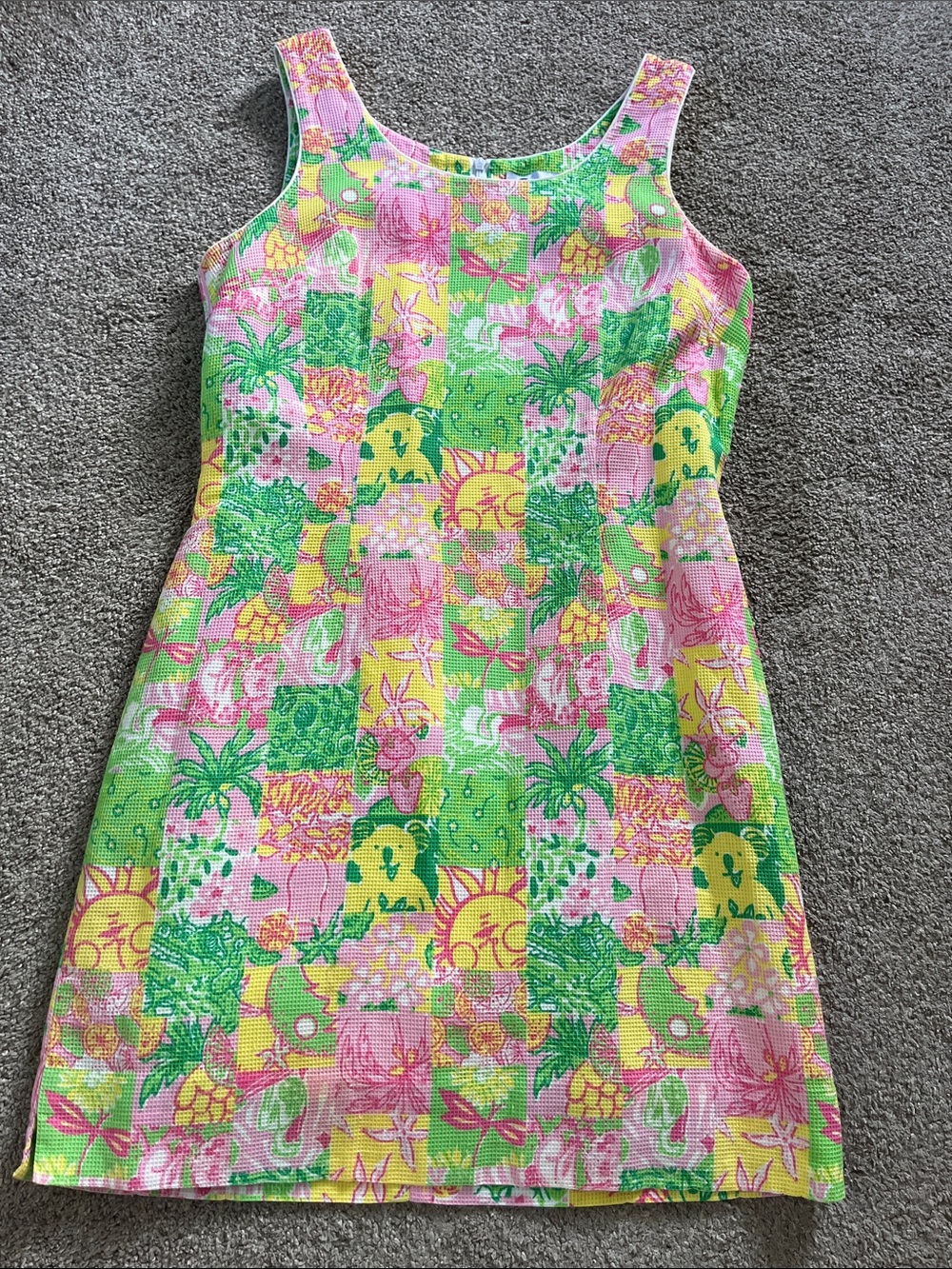 🍊🐨Lilly Pulitzer White Label Textured sz6 Patchwork Koala Sun Fruit Krista Shift - Picture 2 of 14